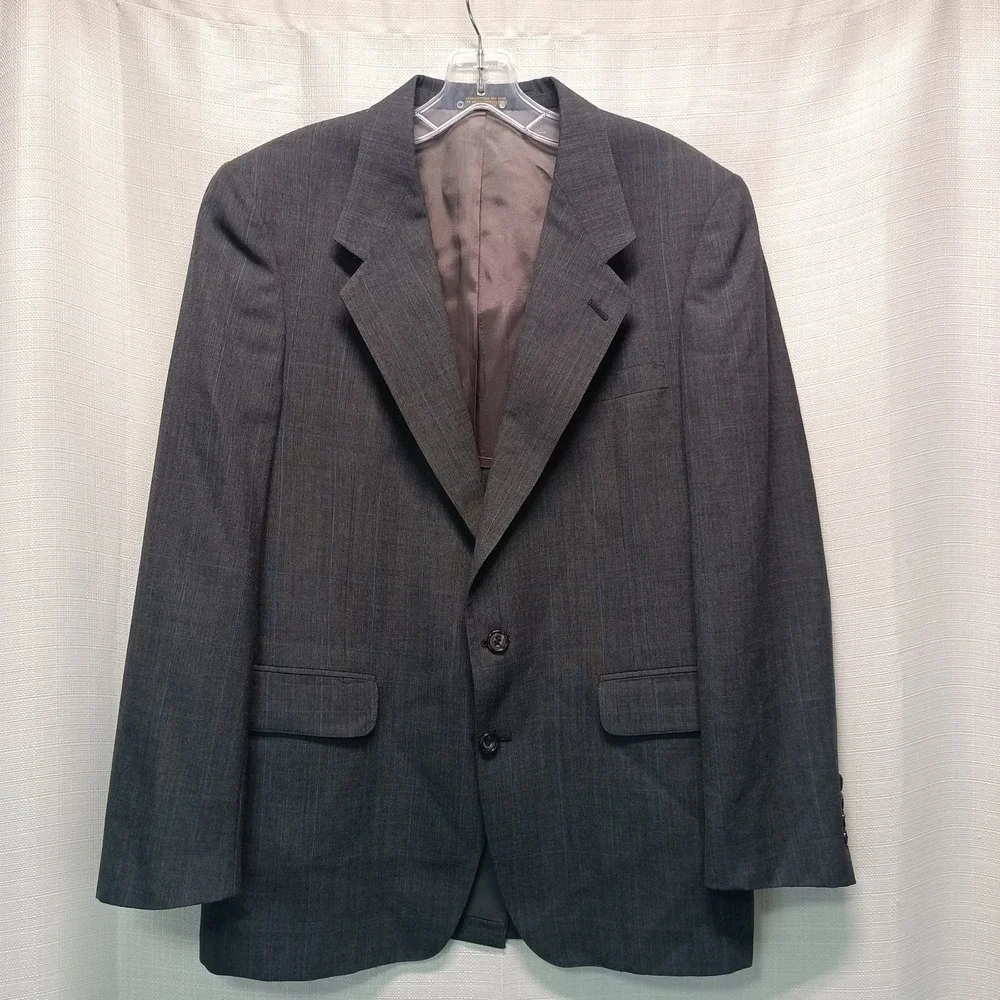 Evan Picone For May D&F Gray Plaid Men's Blazer 41R Wool USA‎ 2 Button Vtg